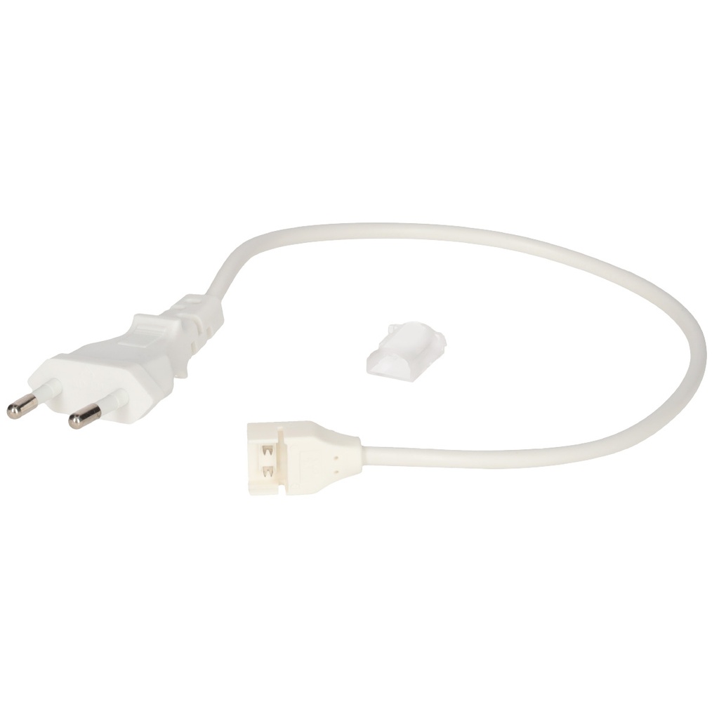 Cabo 30cm com conector curvado e ficha EU para fitas LED 10mm