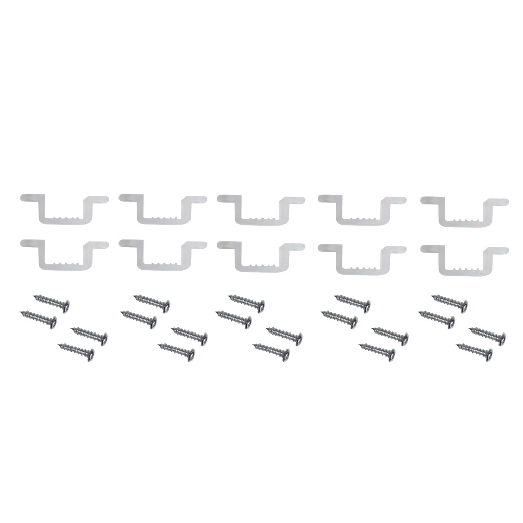 Kit 10 clips y tornillos sujeción pared para tiras LED 12mm 