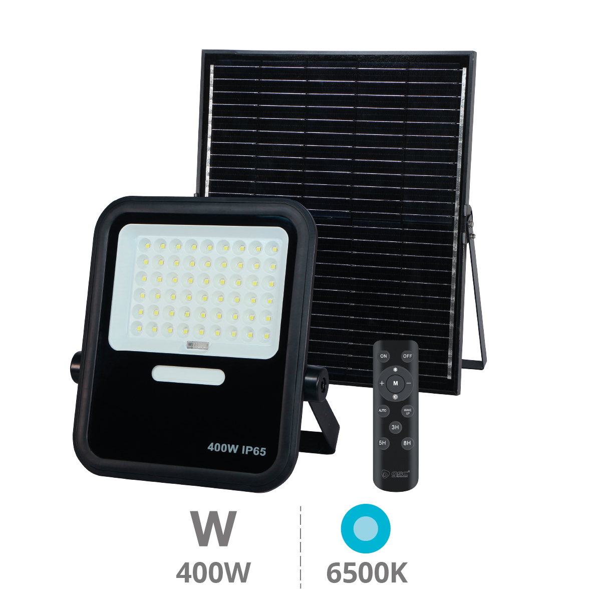 Projecteur solaire LED Miloha 400W 6500K IP65 Noir