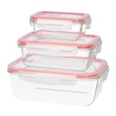 Pack de 3 boîtes hermétiques en verre 0.33 - 0.84 - 1.85L