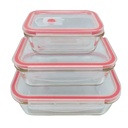 Set of 3 airtight glass tupper 0.33 - 0.84 - 1.85L