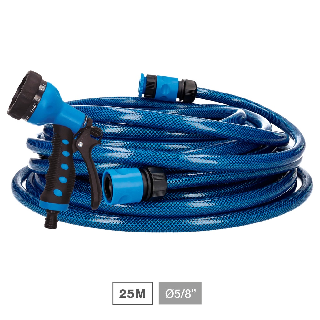 Kit mangueira jardim Hisua Ø5/8" 15mm 25M