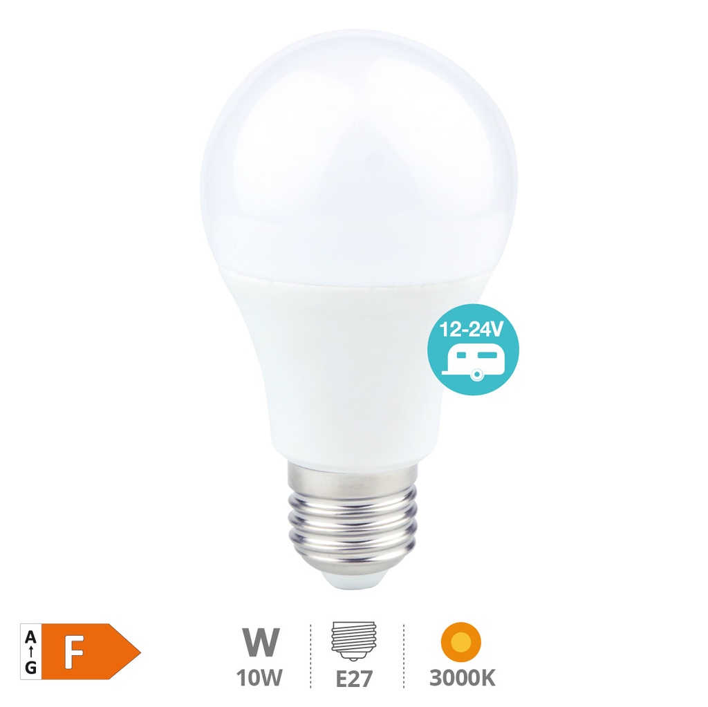 Standard LED bulb 10W E27 3000K 12 - 24V