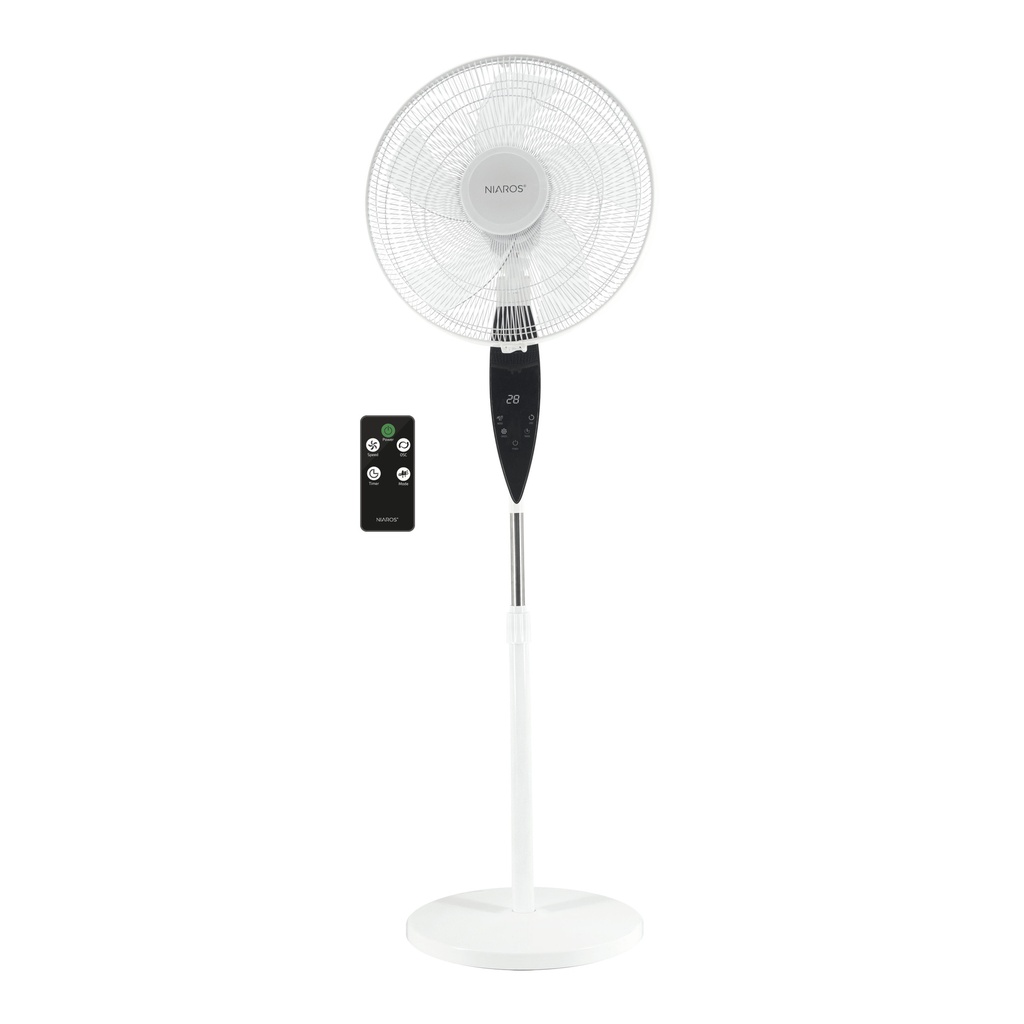 Ventilateur sur pied Kabila avec commande et minuterie Ø44,5cm 30W moteur DC Blanc