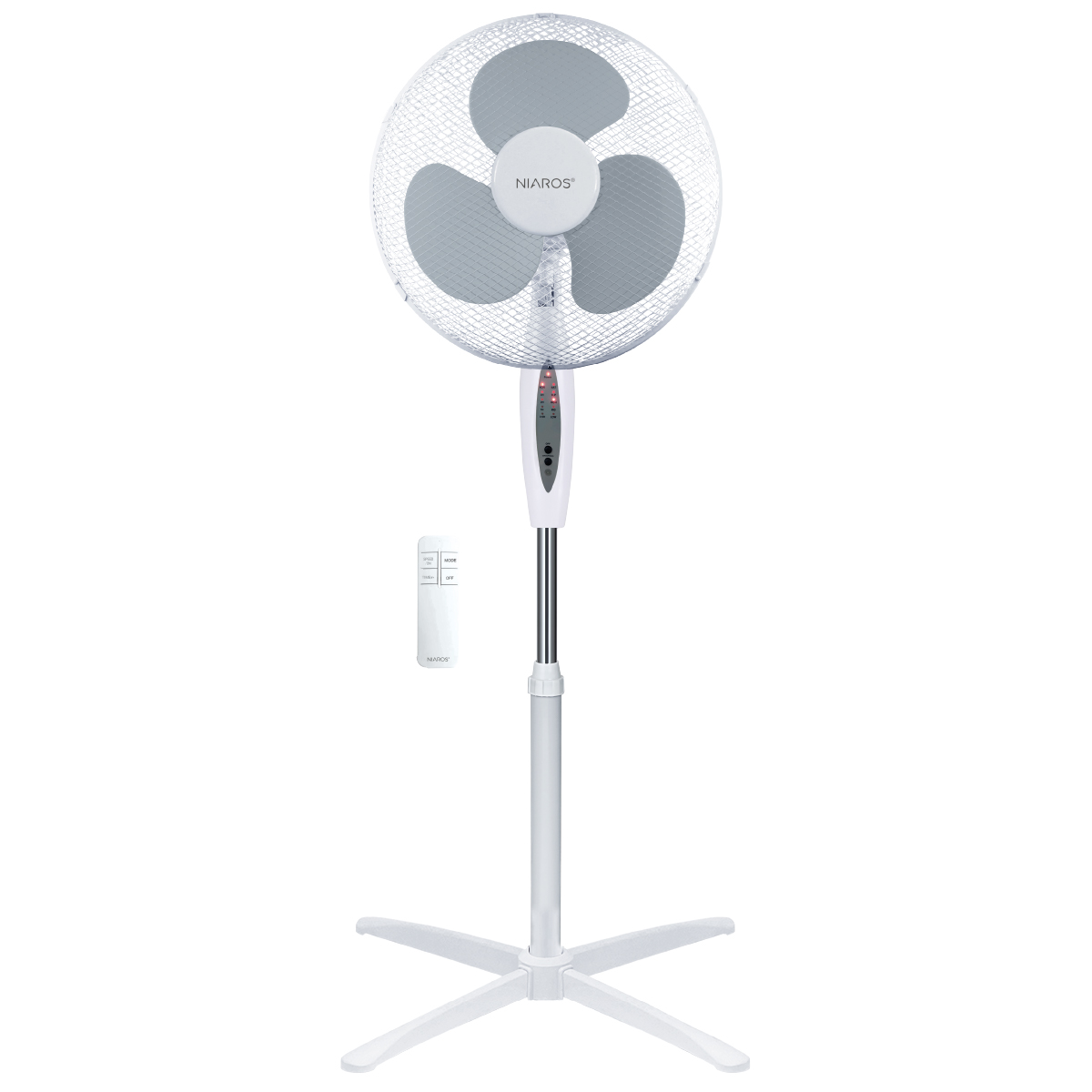 Ventilateur sur pied Nametil avec commande et minuterie Ø43cm 45W Blanc