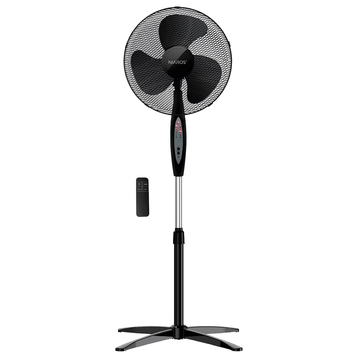 Ventilateur sur pied Nametil avec commande et minuterie Ø43cm 45W Noir