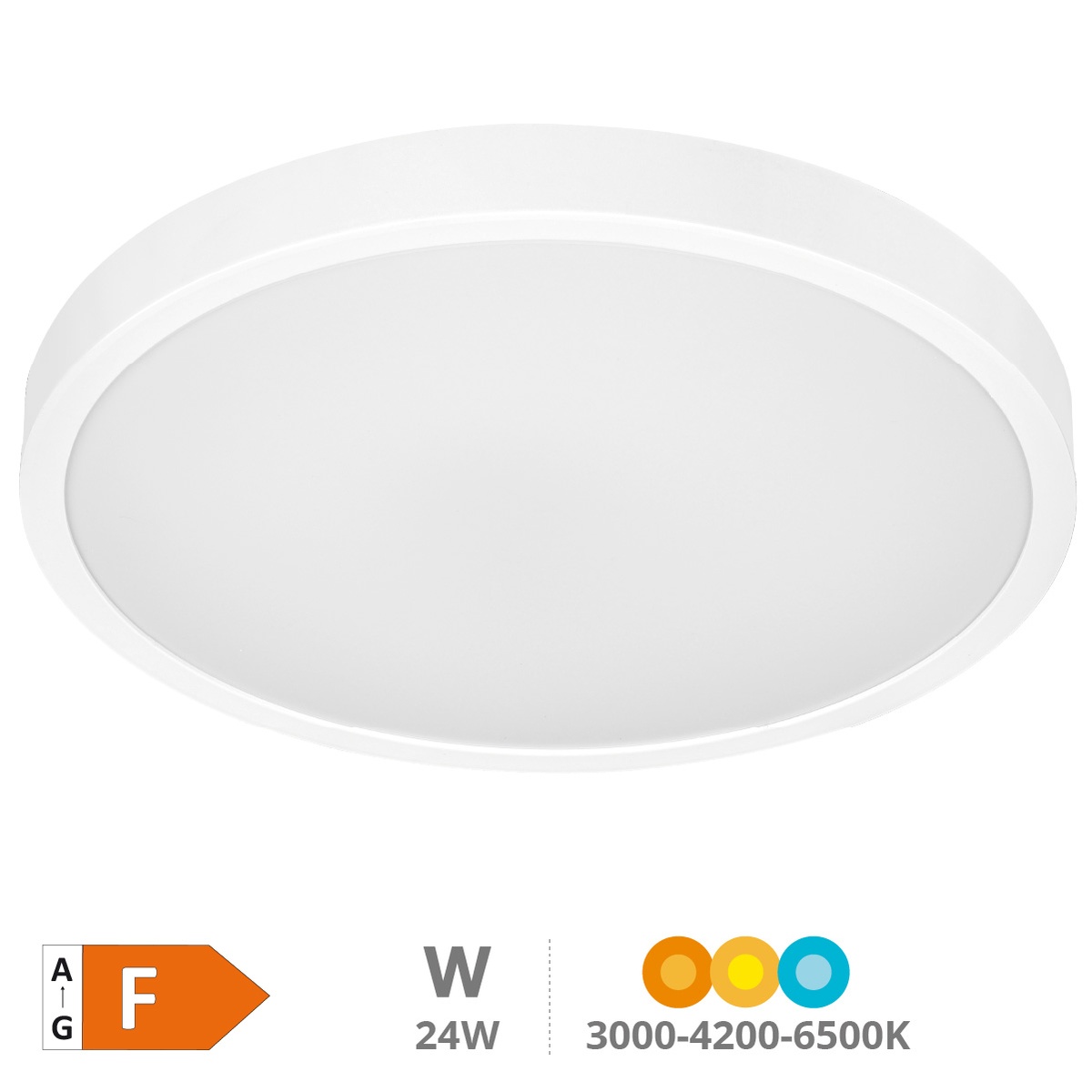 Andra round LED ceiling light 24W 3000K to 6500K IP44 dimmable White