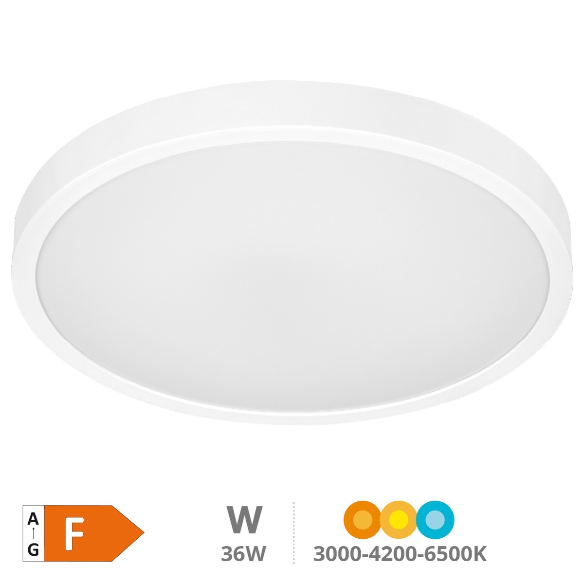 Plafon teto LED Andra redondo 30W 3000K a 6500K IP44 regulável Branco