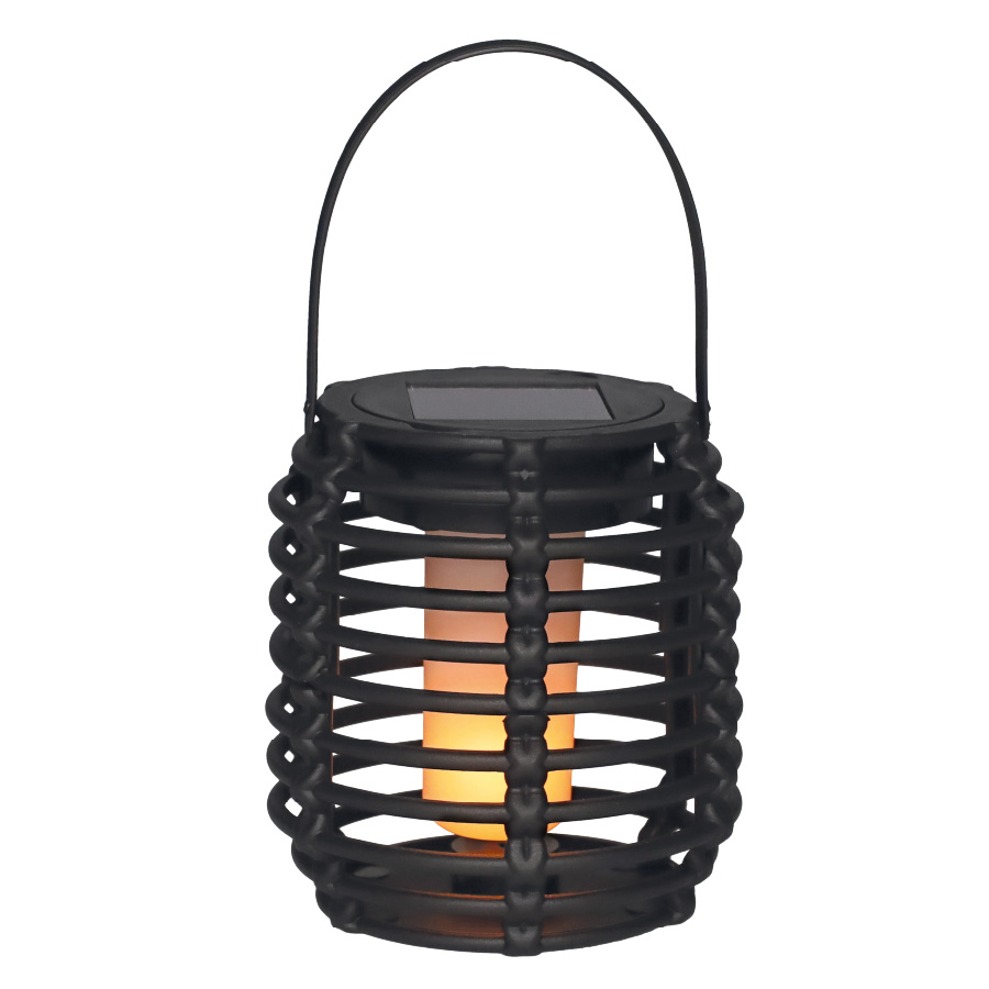 Farolillo solar LED Ahiler Luz cálida Negro 