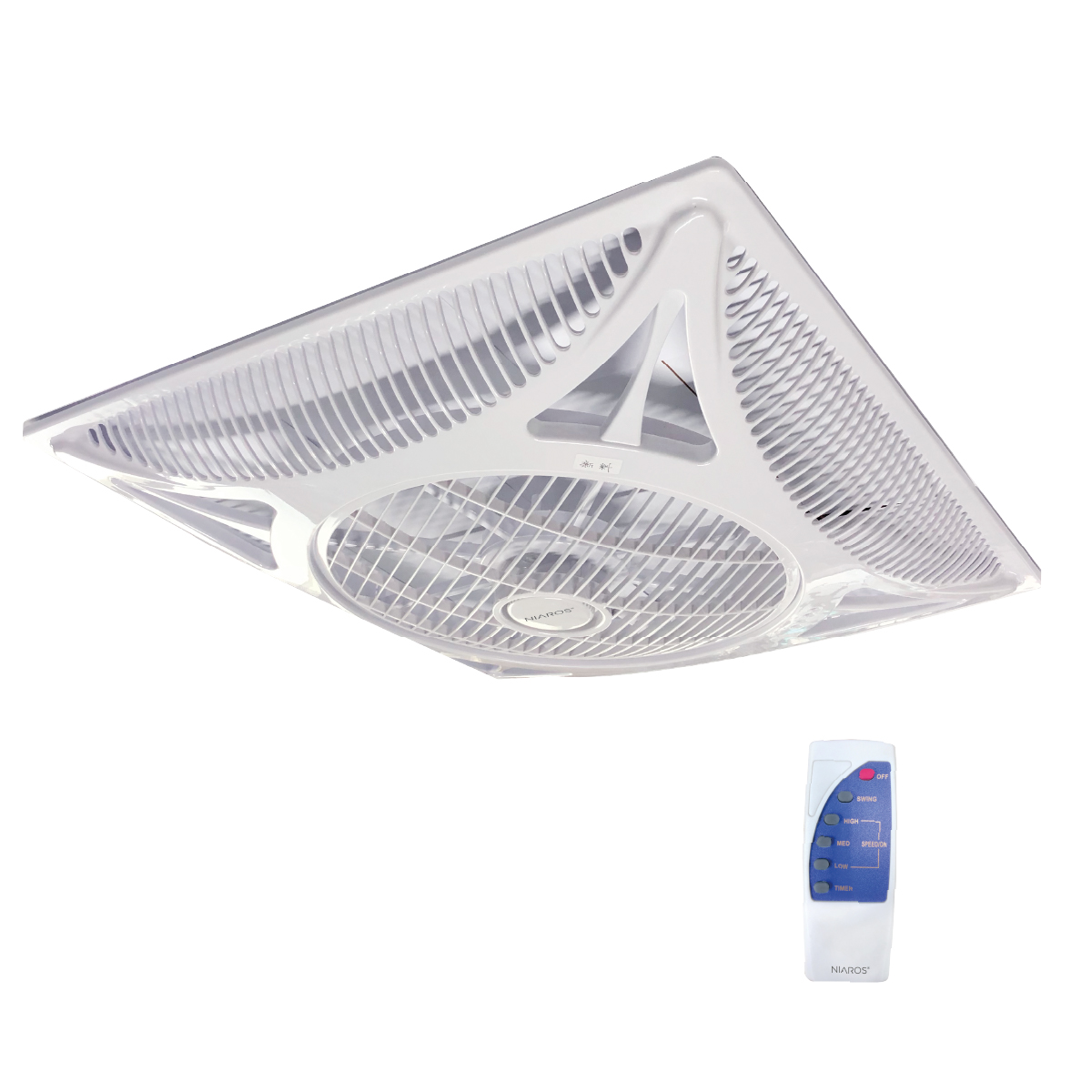 Ventilateur de plafond Orathy avec commande 59,5x59,5cm Blanc
