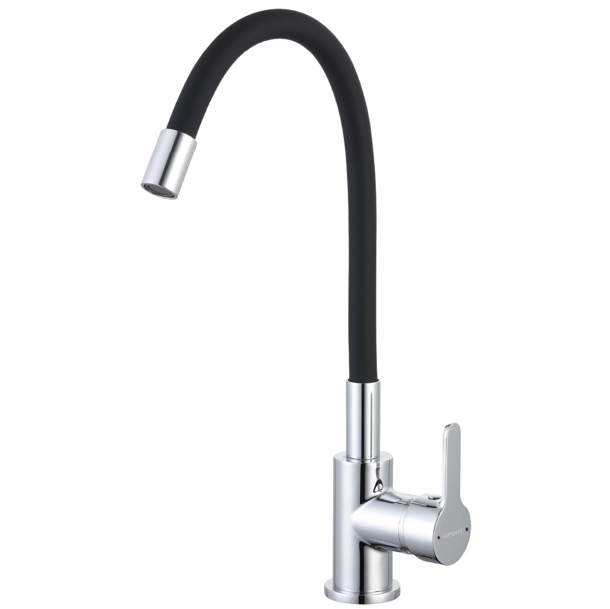 Grifo fregadero caño flexible silicona Serie Roma Negro mate