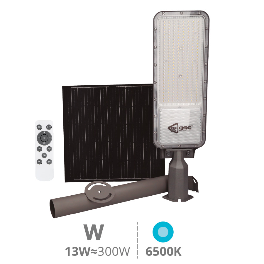 Longbia Lampadaire industriel solaire LED 13W 6500K IP65 - Pro Line