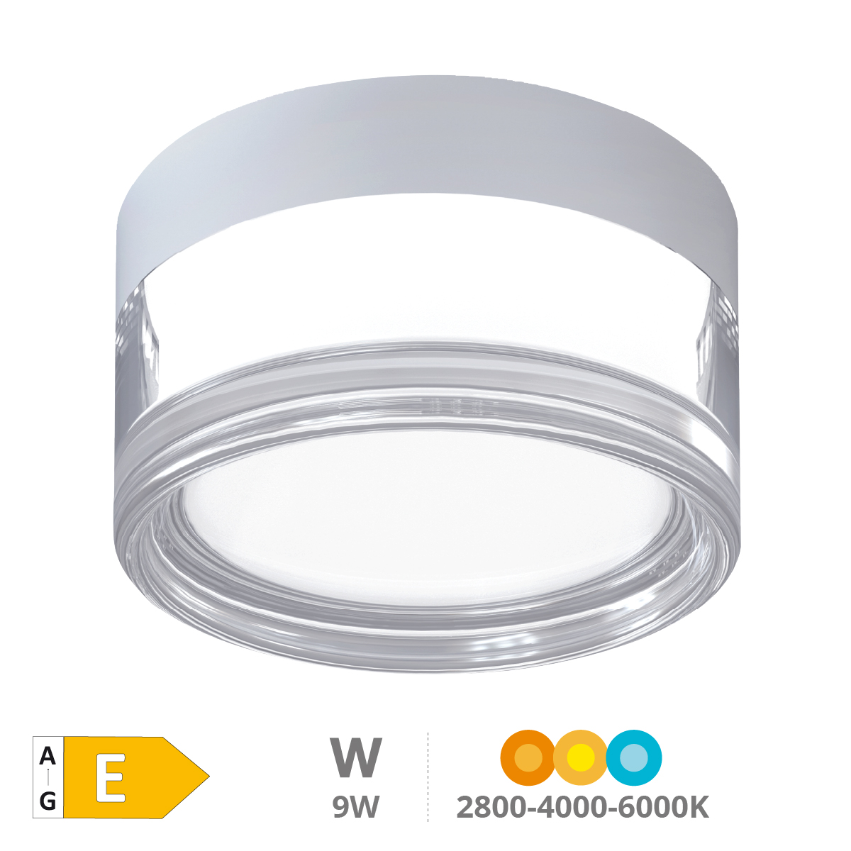 Plafonnier LED Bulaw 9W 2800-4000-6000K IP65 Blanc