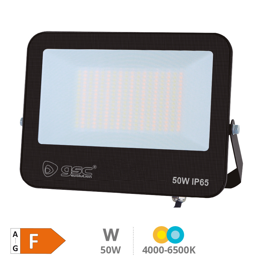Proyector aluminio LED Bassarel 50W 4000 - 5000 - 6500K IP65 Negro