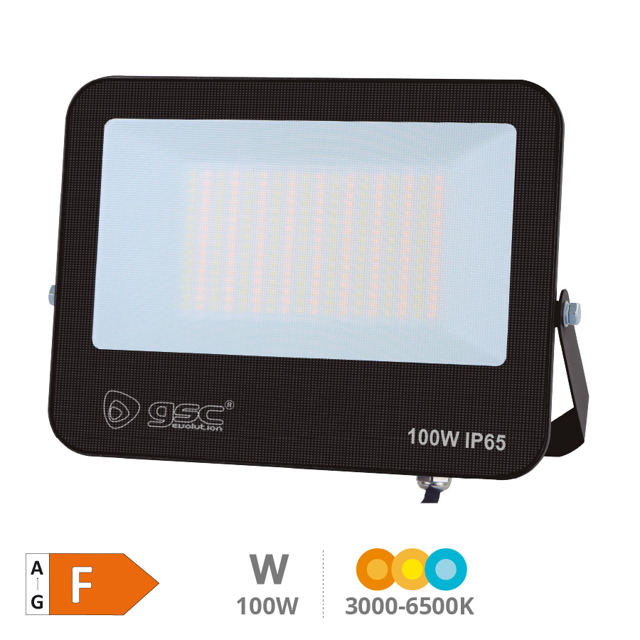 Bassarel aluminum LED floodlight 100W 4000 - 5000 - 6500K IP65 Black
