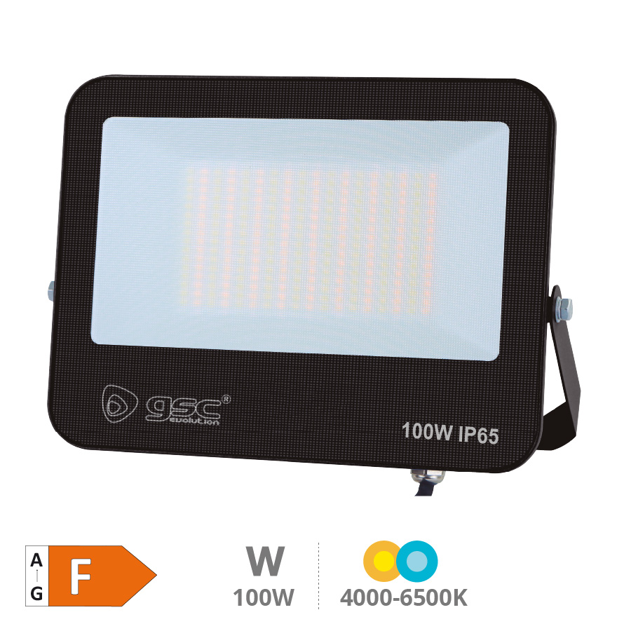 Projetor alumínio LED Bassarel 100W 4000 - 5000 - 6500K IP65 Preto