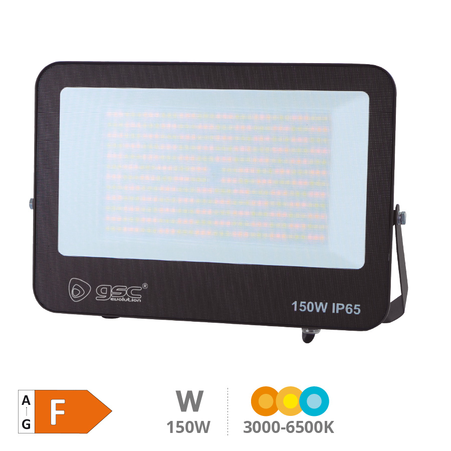 Bassarel aluminum LED floodlight 150W 4000 - 5000 - 6500K IP65 Black