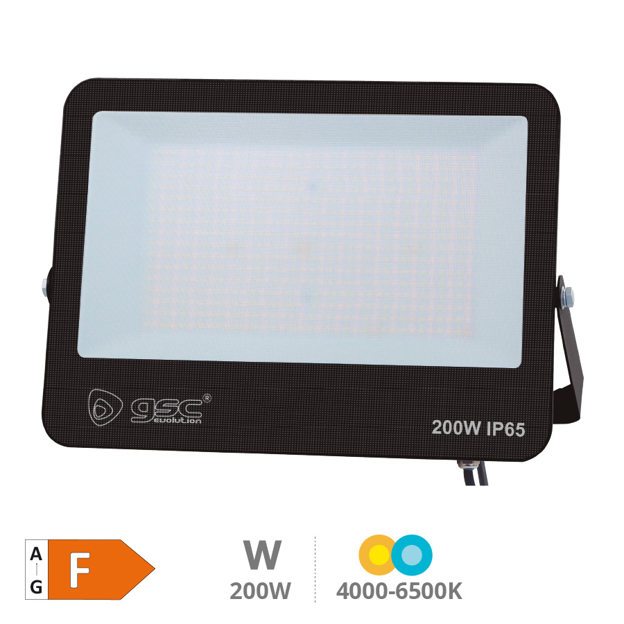 Projetor alumínio LED Bassarel 200W 4000 - 5000 - 6500K IP65 Preto