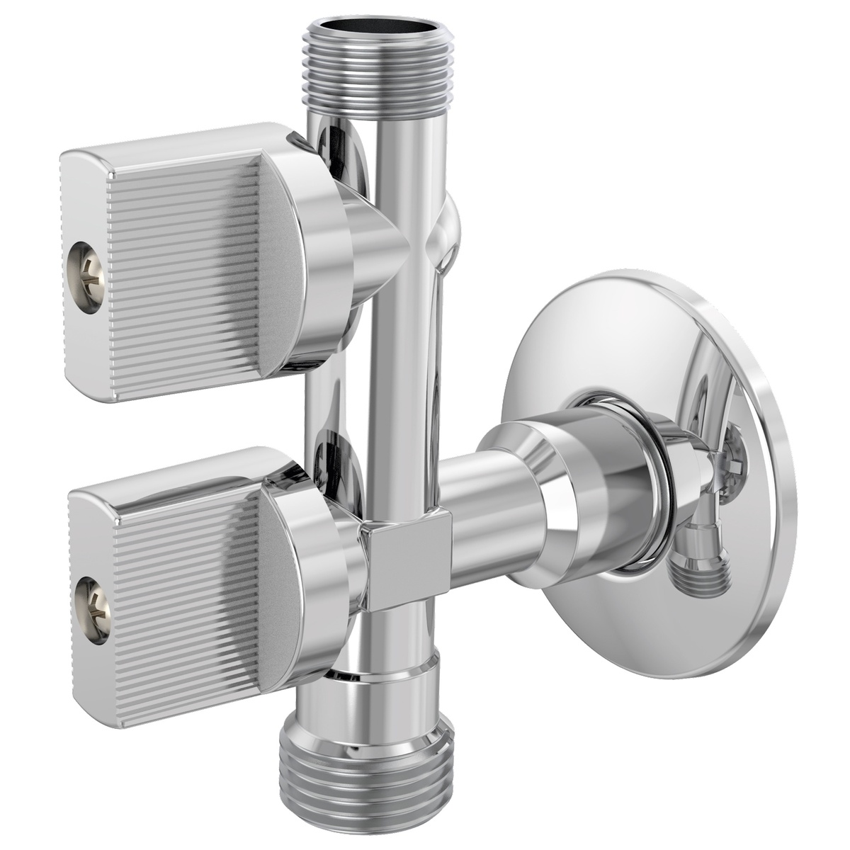 Robinet ésquerre anticalcaire deux sorties 1/2"x3/4"x3/8"