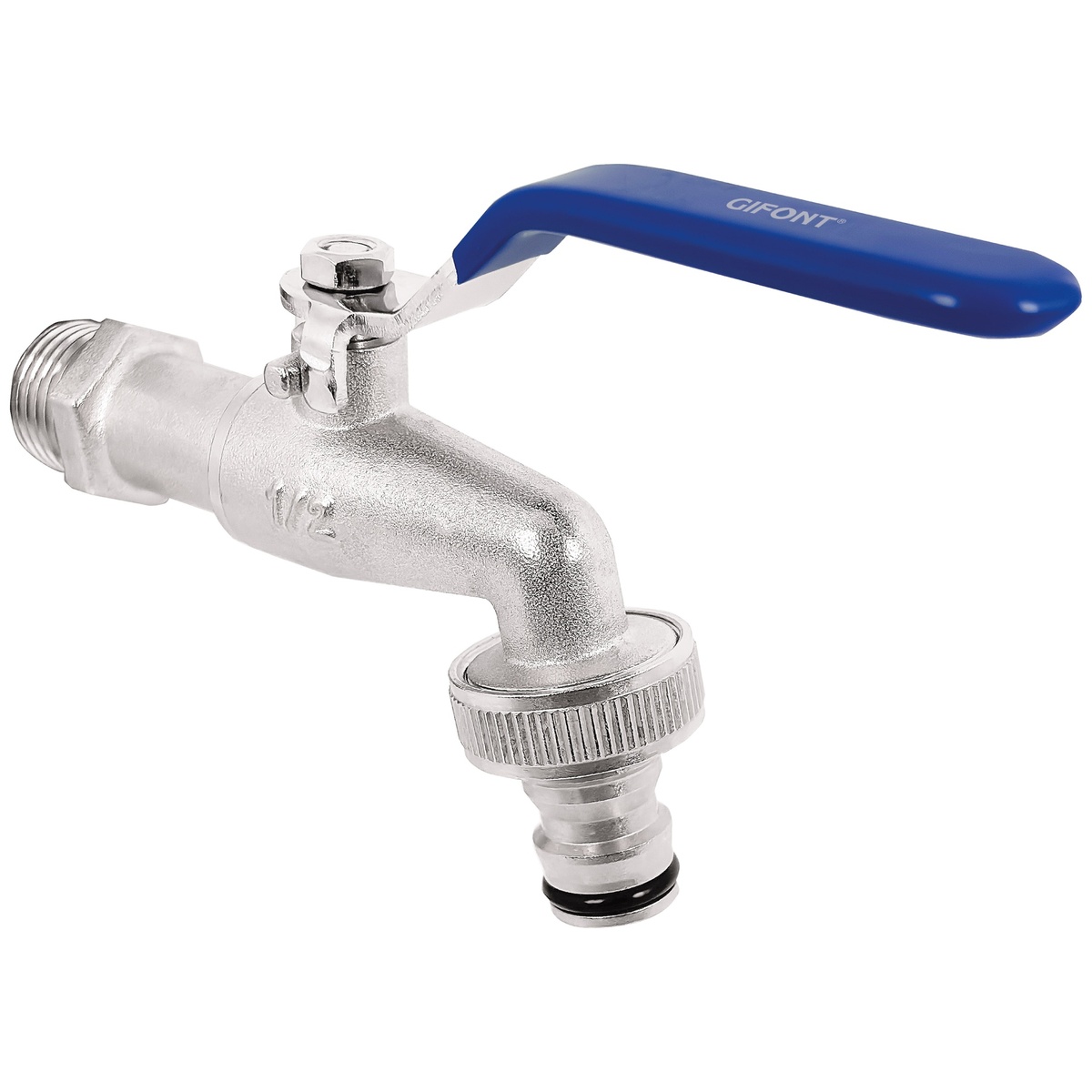 Robinet à sphère jardin anti gel 1/2"x3/4" et connecteur rapide 1/2"