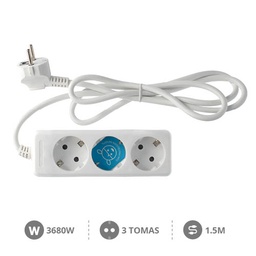 [000000000] 3 way socket White (3x1.0mm) 1,5M wire 
