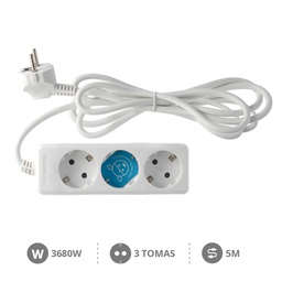 [000001060] 3 way socket White (3x1.5mm) 5M wire