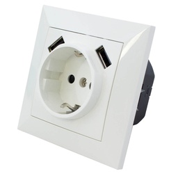 [000200267] Base superficie empotrable sucko + 2 USB Blanco