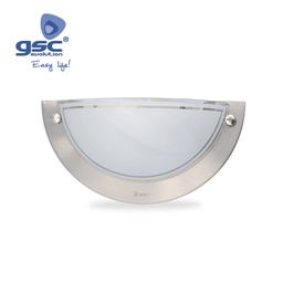 [000701939] Aplique pared semicircular aluminio E27 20W(60W)