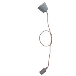 [000702182] Suporte de lâmpadas silicone E27 cabo têxtil 1 m – Cinzento