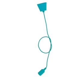 [000702184] Silicone lampholder E27 Textile cable 1M - Turquoise