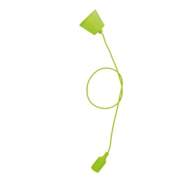 [000702185] Silicone lampholder E27 Textile cable 1M - Green