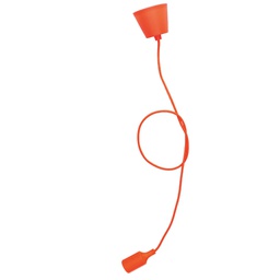 [000702187] Silicone lampholder E27 Textile cable 1M - Orange