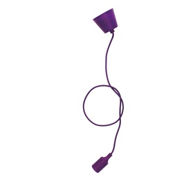[000702188] Portalámparas silicona E27 cable textil 1M - Violeta
