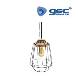 [000705241] Cage type pendant lamp E27 1m Black