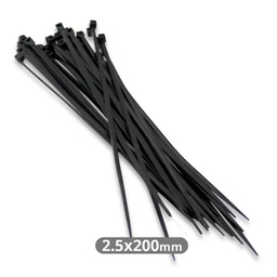 [000900186] Pack of 100pcs cable tie 200x2.5mm Black