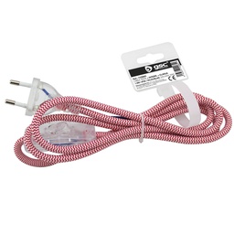 [001102965] Cable textil 1.5M (2x0.75mm) clavija + int Rojo/Blanco