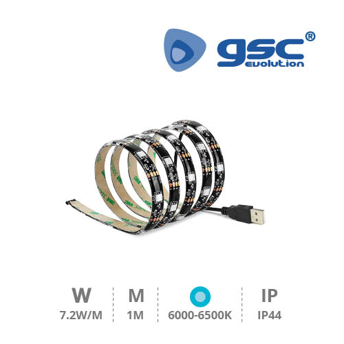 Tira de LED USB 1M para TV 7.2W/M IP44 6000K-6500K