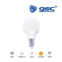 [002002364] Lámpara esférica 6W E14 3000K
