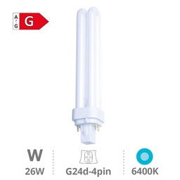[002003315] Lámpara Bajo Consumo elec. PLC 26W G24q- 3/4 6400K