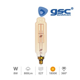 [002004853] Lampara Vintage tubular XL LED 8W E27 1800K regul.