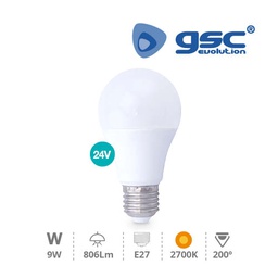 [002004895] Lámpara LED estándar 9W E27 3000K 24V