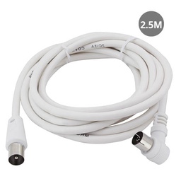 [002602971] Angled coaxial TV extension white 2.5M