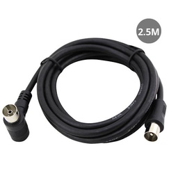 [002602973] Angled coaxial TV extension Black 2.5M