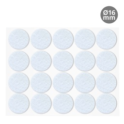 [003802750] Set 20 fieltros adhesivos redondos Ø16mm - Blanco