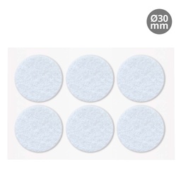 [003802753] Set of 6 Round adhesive felt pads Ø30mm - White