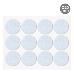 [003802751] Conjunto 12 feltros adesivos quadrados Ø 20 mm – Branco