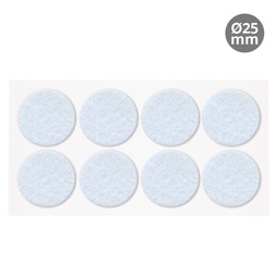 [003802752] Set of 8 Round adhesive felt pads Ø25mm - White