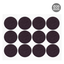 [003802758] Set of 12 Round adhesive felt pads Ø20mm - Brown