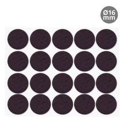 [003802757] Set of 20 Round adhesive felt pads Ø16mm - Brown