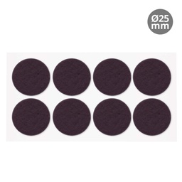 [003802759] Set of 8 Round adhesive felt pads Ø25mm - Brown